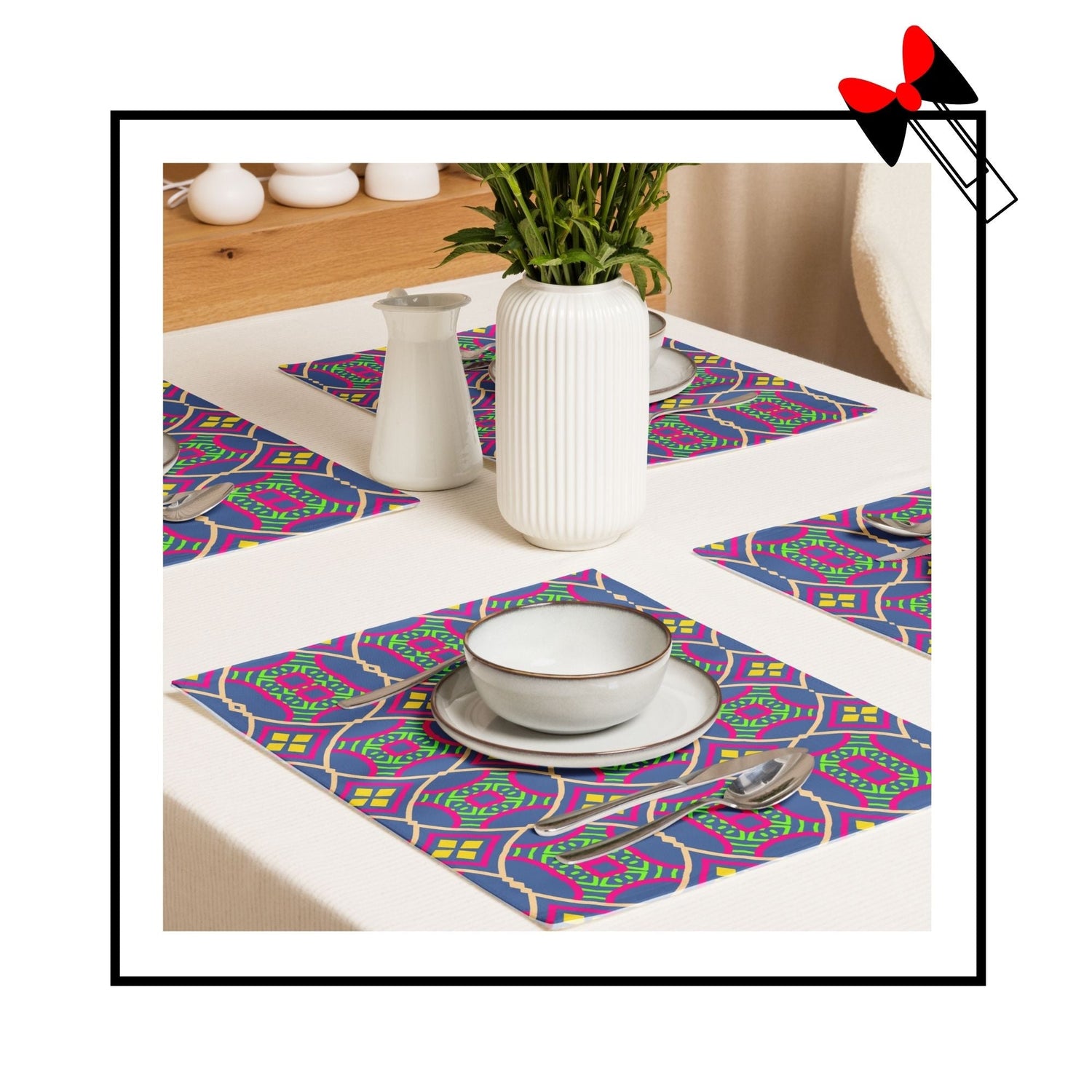 Dining table accessories, floor decor, draperies and curtains collection
