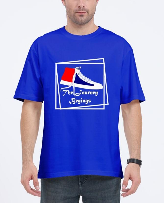 men royal blue graphic tee