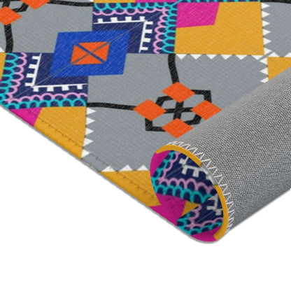 Living Room Area Rugs with Grey Back and Multicolor Designs for Home Interior Furnishing