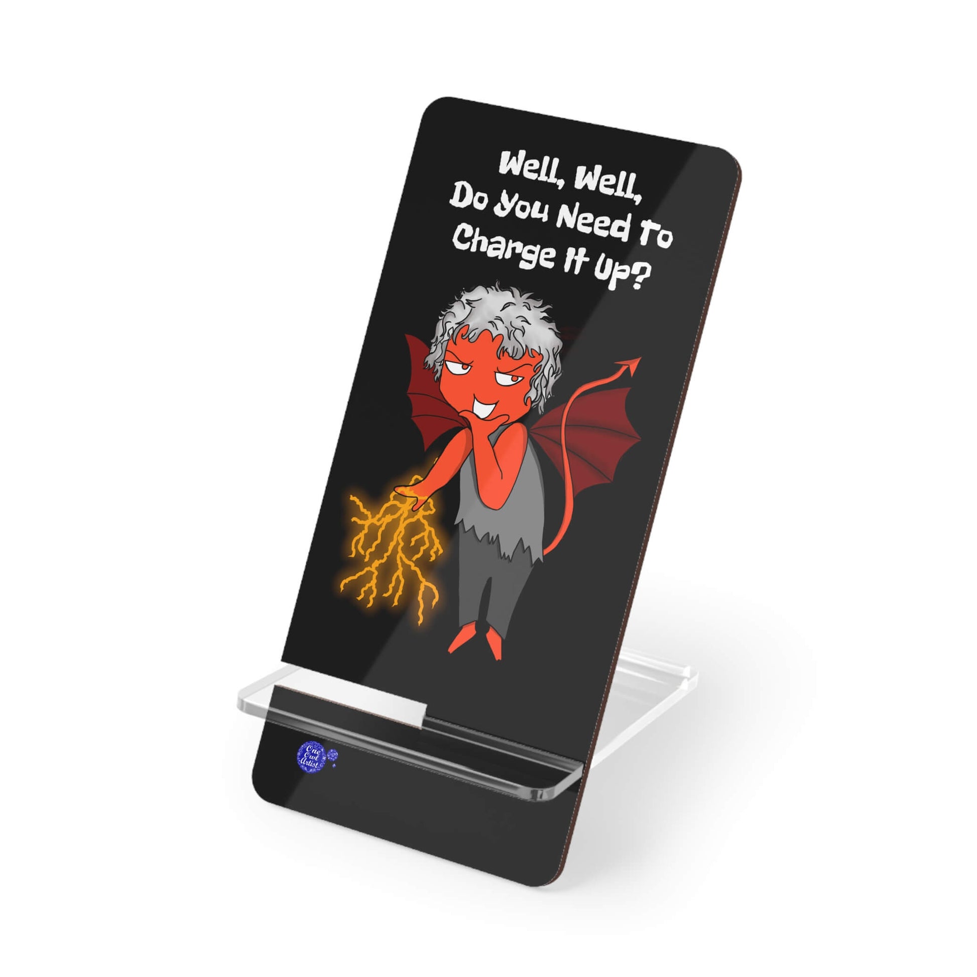 Funny-evil-angel-phone-stand-black