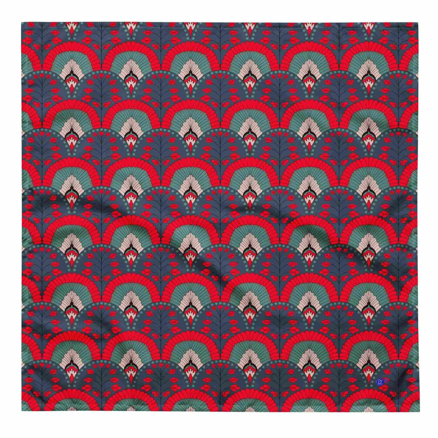 scallop pattern red navy bandana scarf for men and women