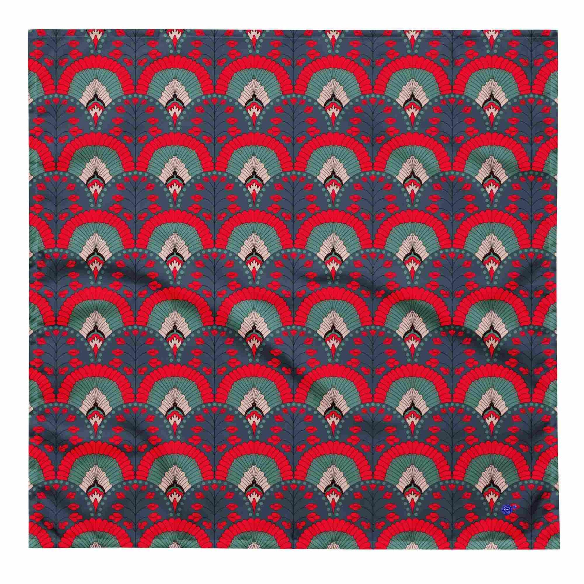 scallop pattern red navy bandana scarf for men and women