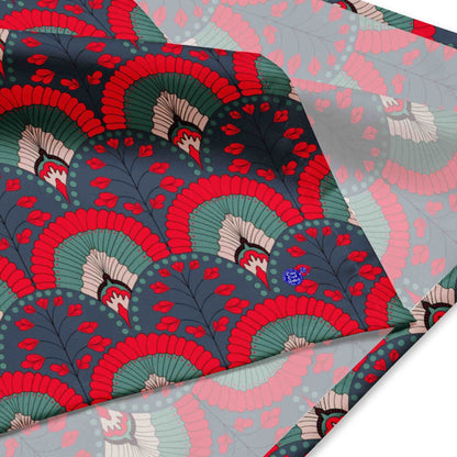 one owl artist scallop pattern red navy bandana scarf