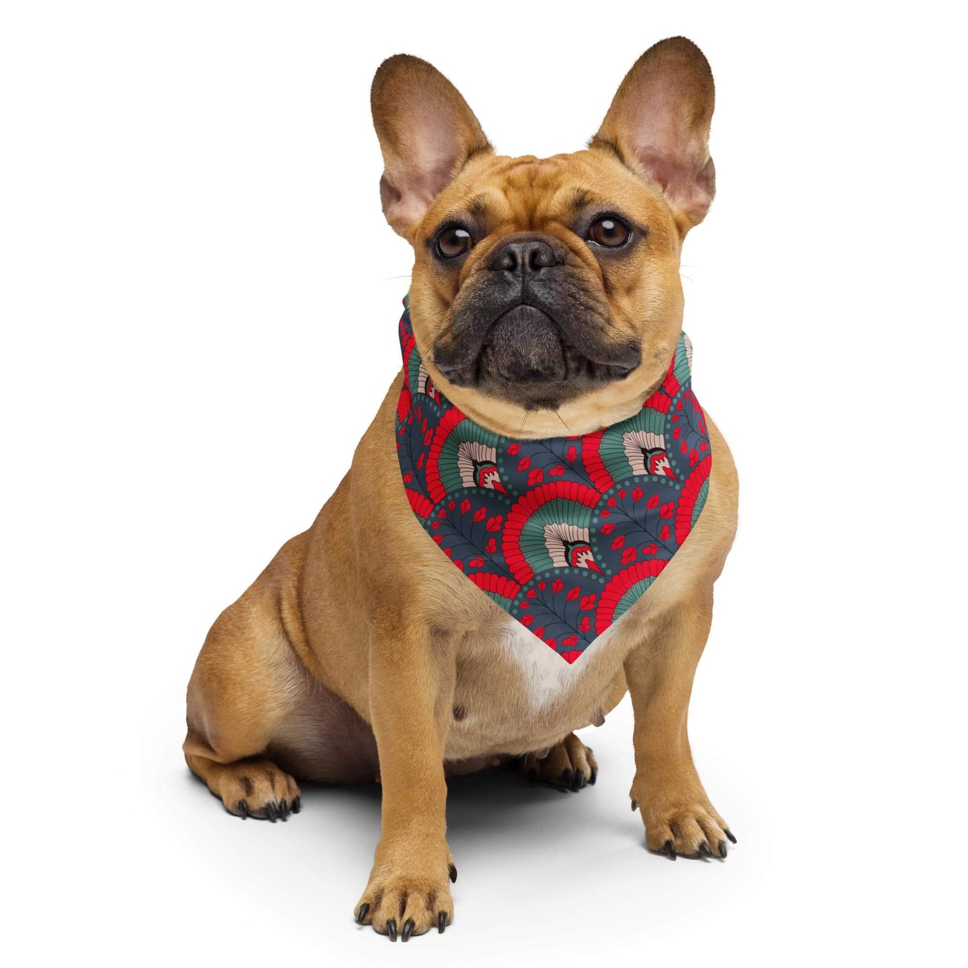 scallop pattern red navy bandana scarf for dog