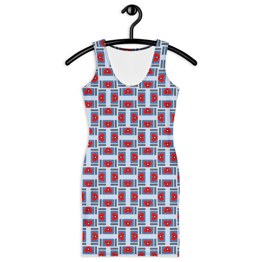 one owl artist blue bodycon dress 