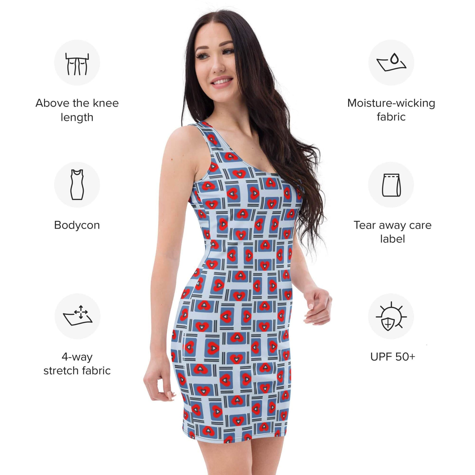 sleeveless blue bodycon dress women
