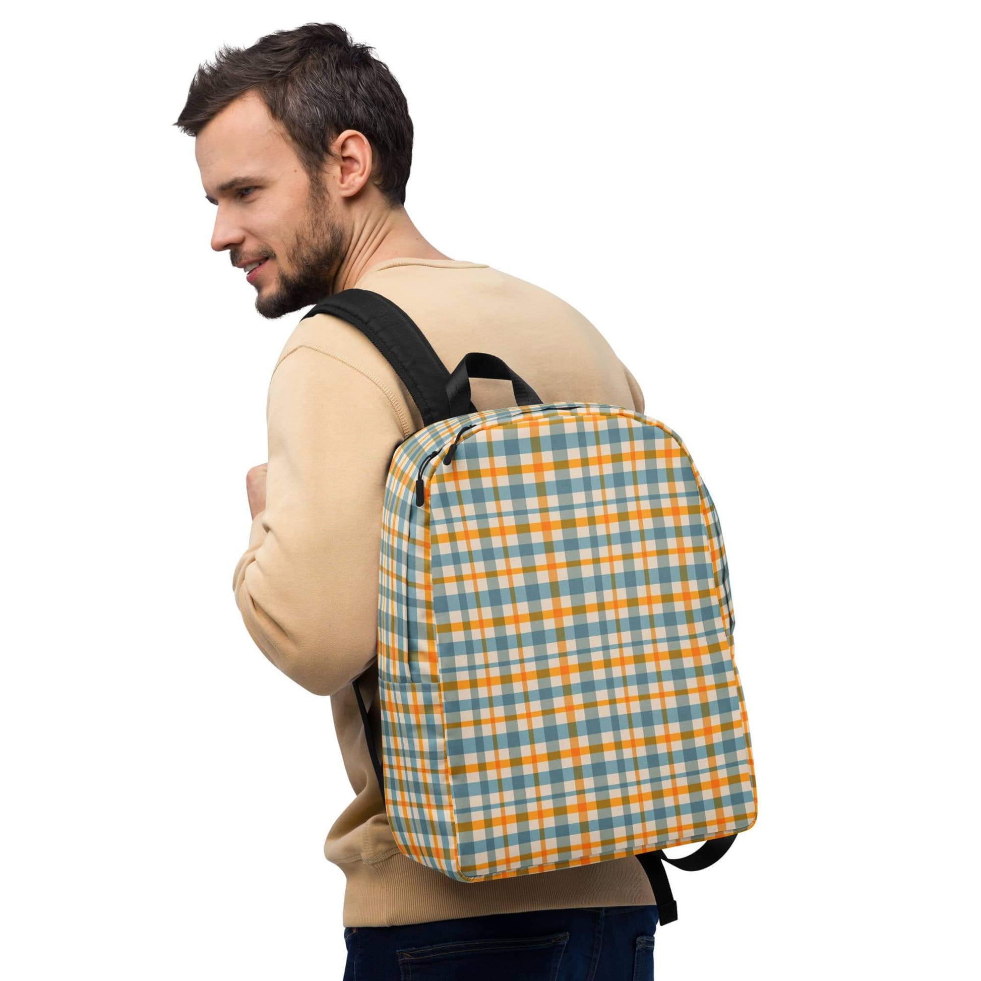  yellow plaid backpack for men