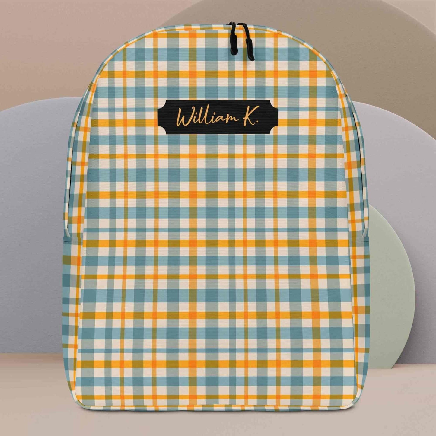 personalized plaid backpack