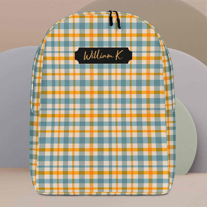 personalized plaid backpack