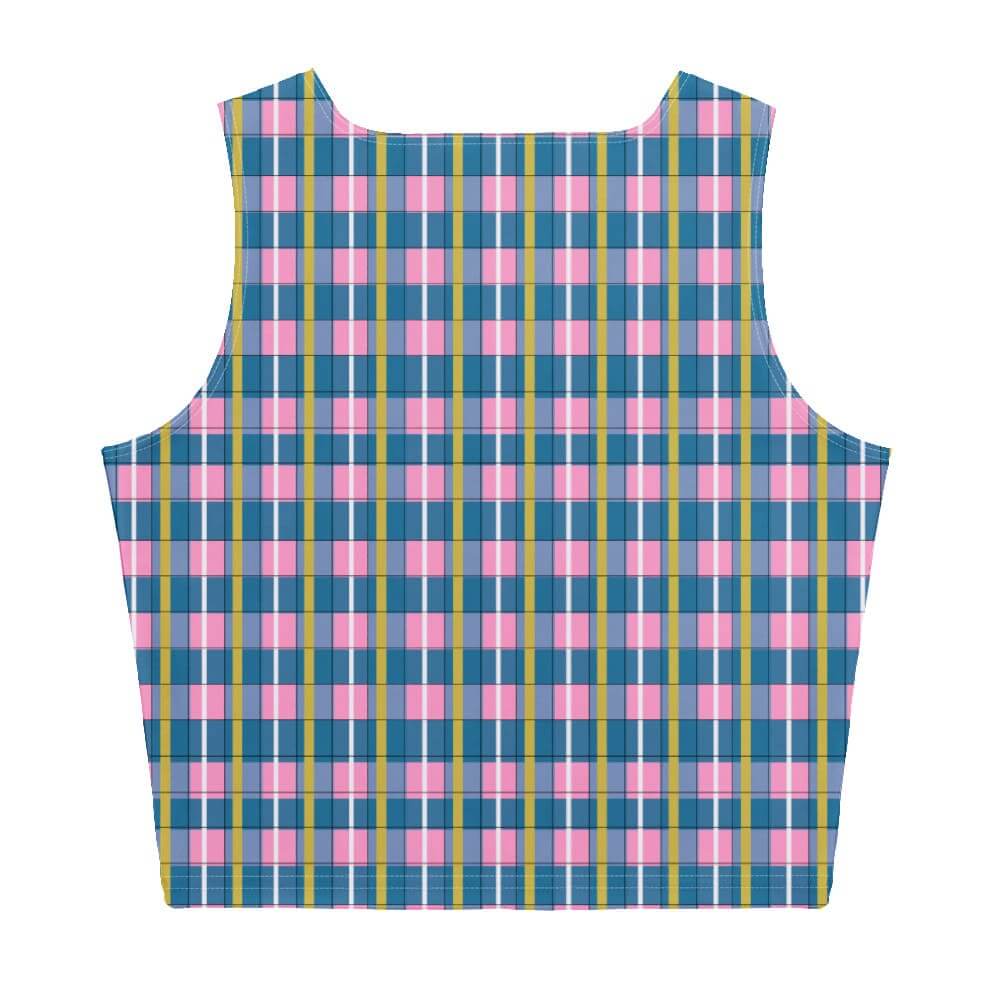 navy blue plaid crop top