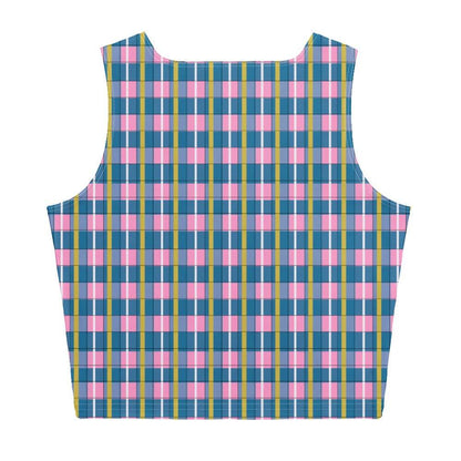 navy blue plaid crop top