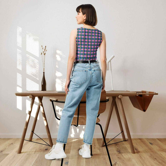 one owl artist plaid crop top