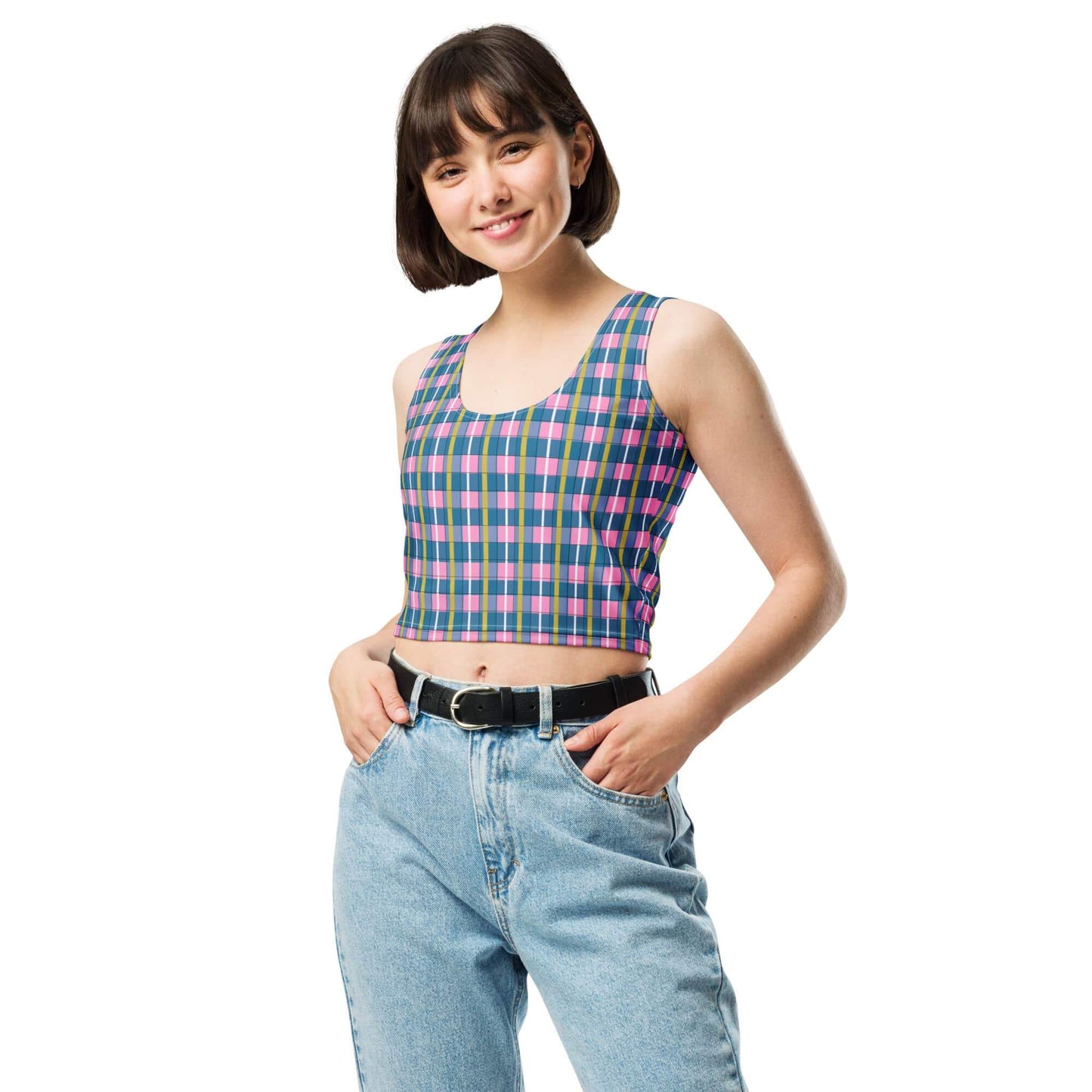 plaid crop top for women
