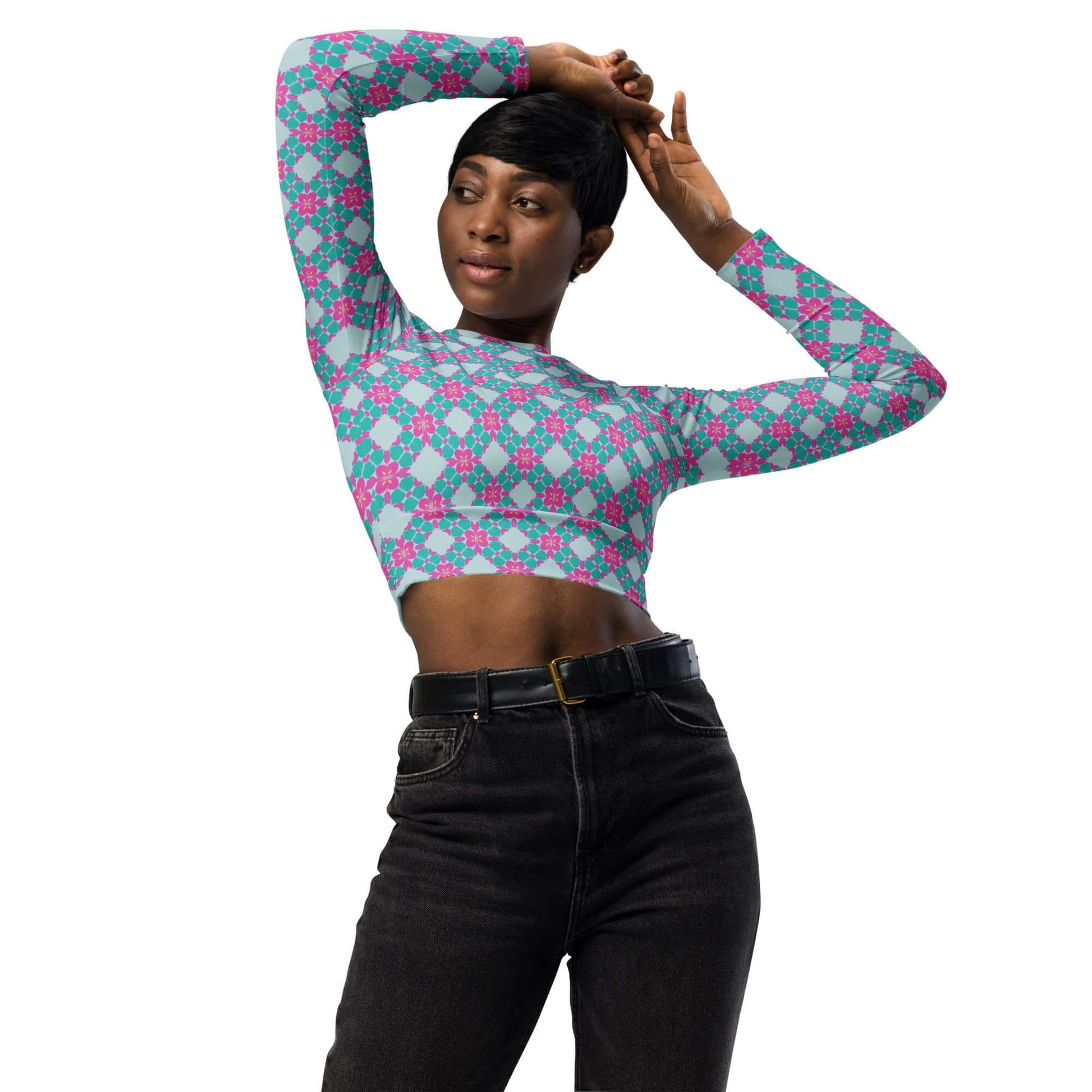 pink long sleeve crop top