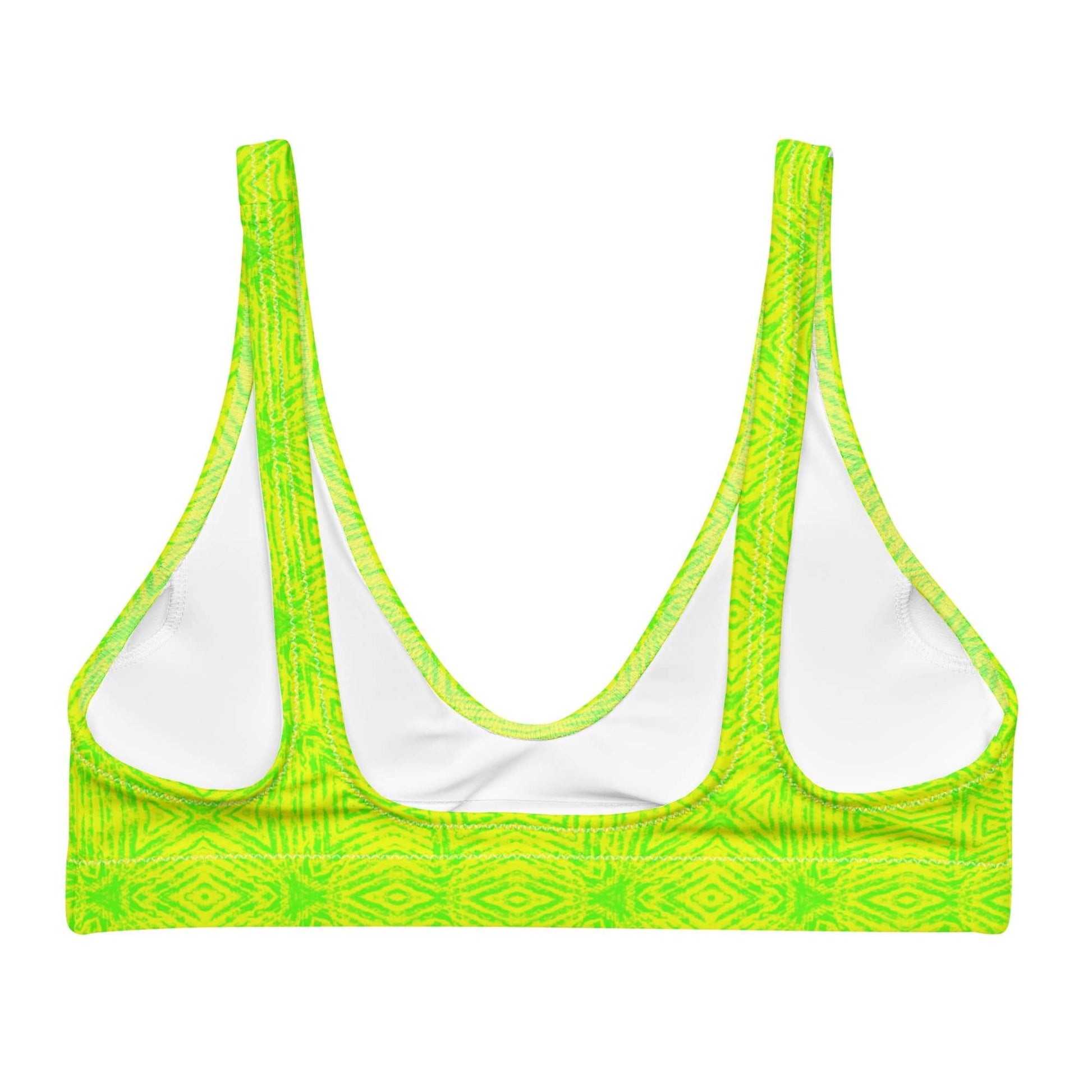 lime green padded bikini top back