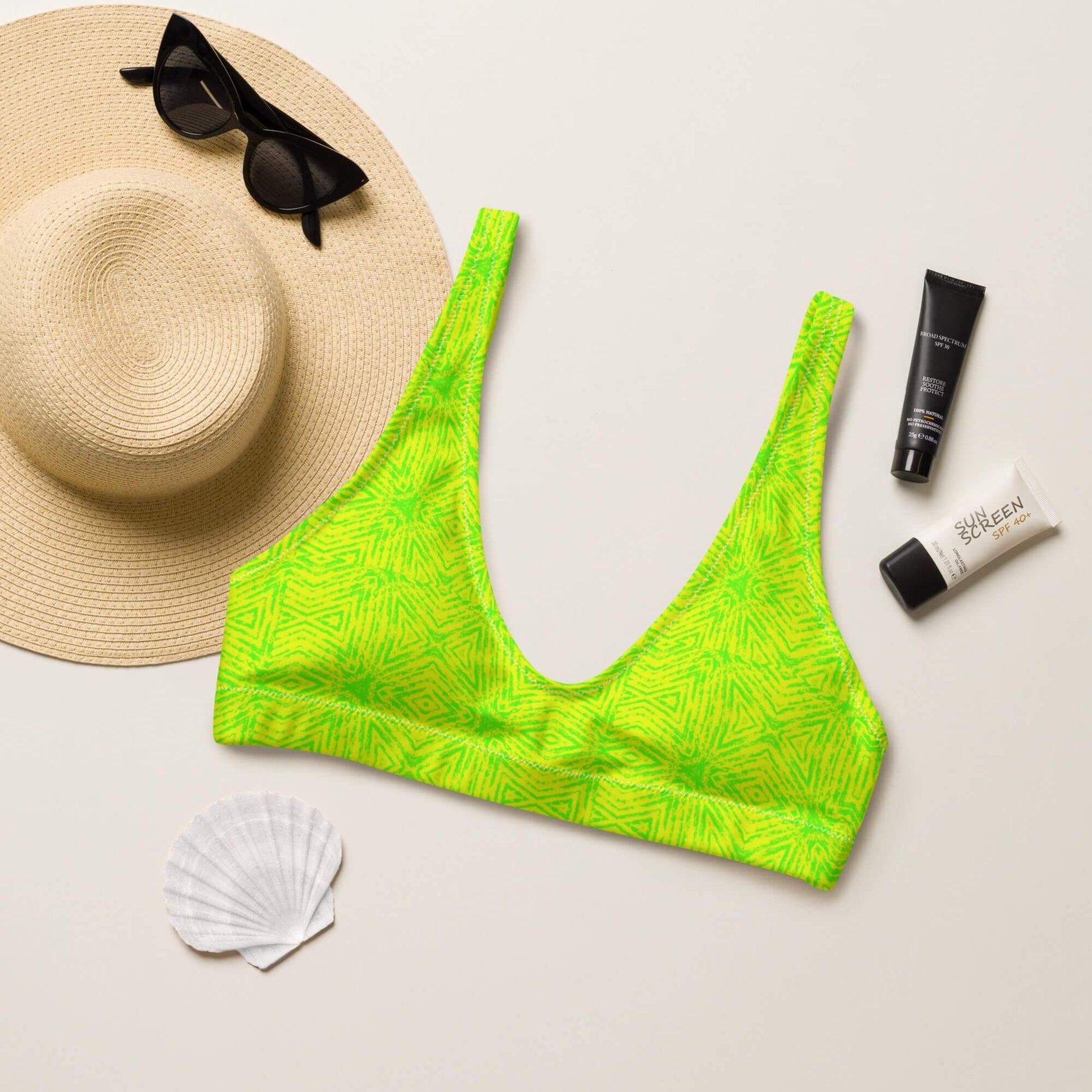 padded lime green bikini top