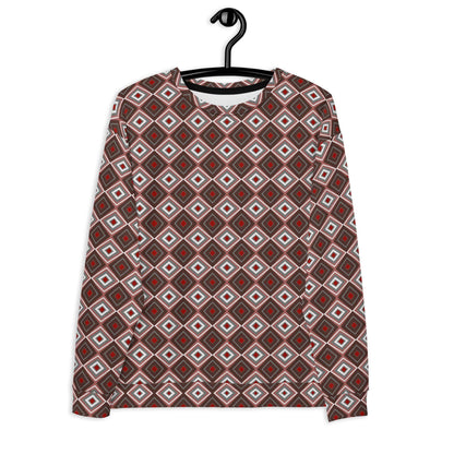 brown sweatshirt with argyle pattern