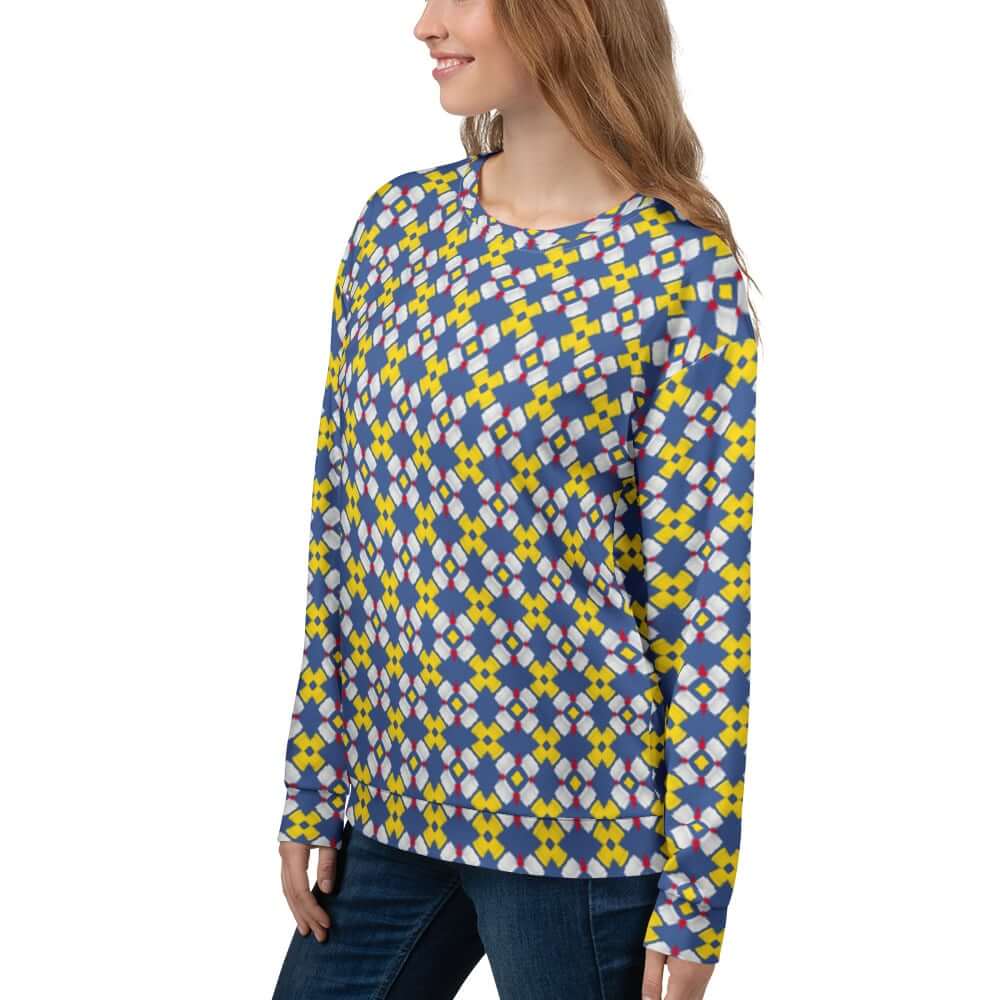 women's yellow and blue sweatshirt