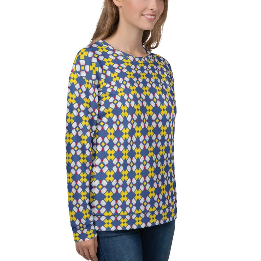 Yellow blue sweatshirt women's