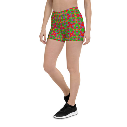 Green Shorts Womens with Floral Print