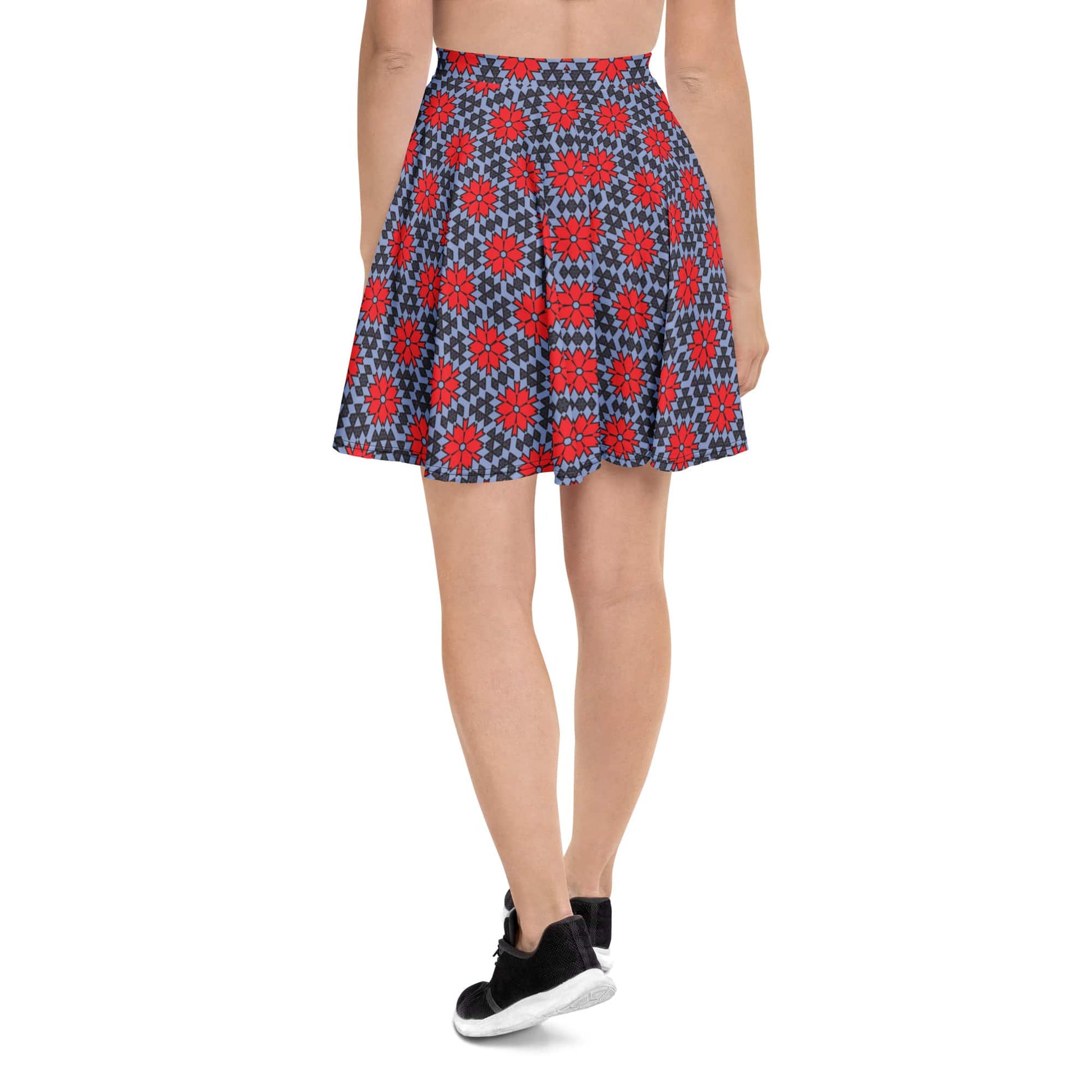 women's red floral skater skirt