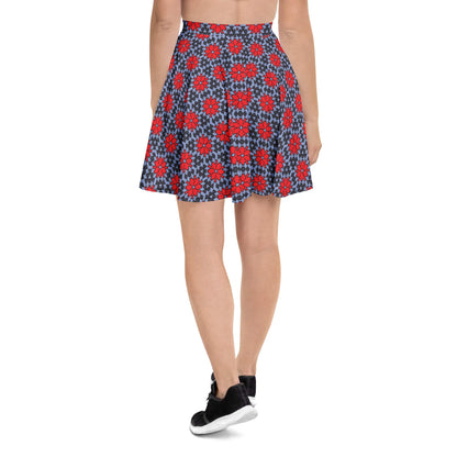 women's red floral skater skirt