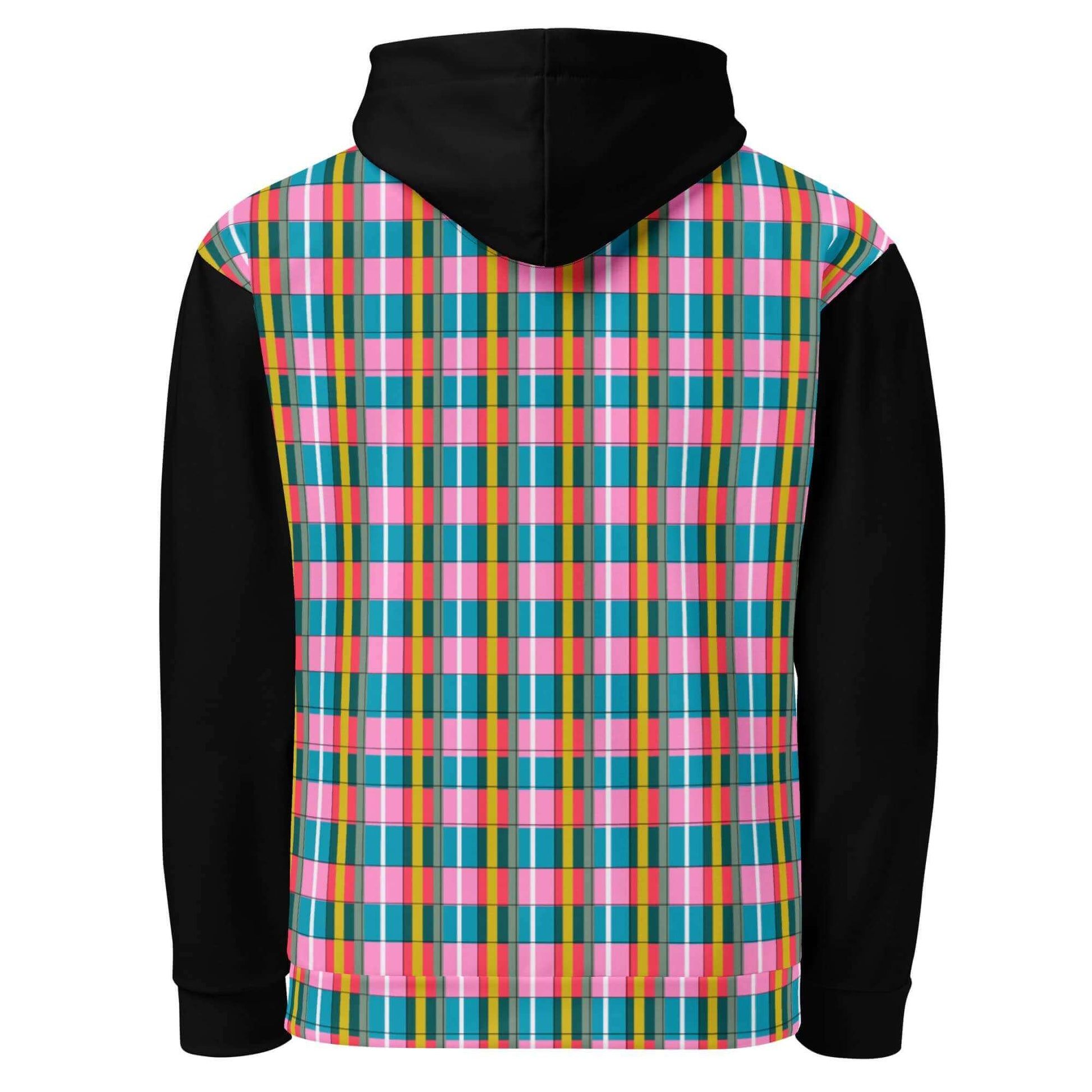 black sleeve cotton plaid hoodie