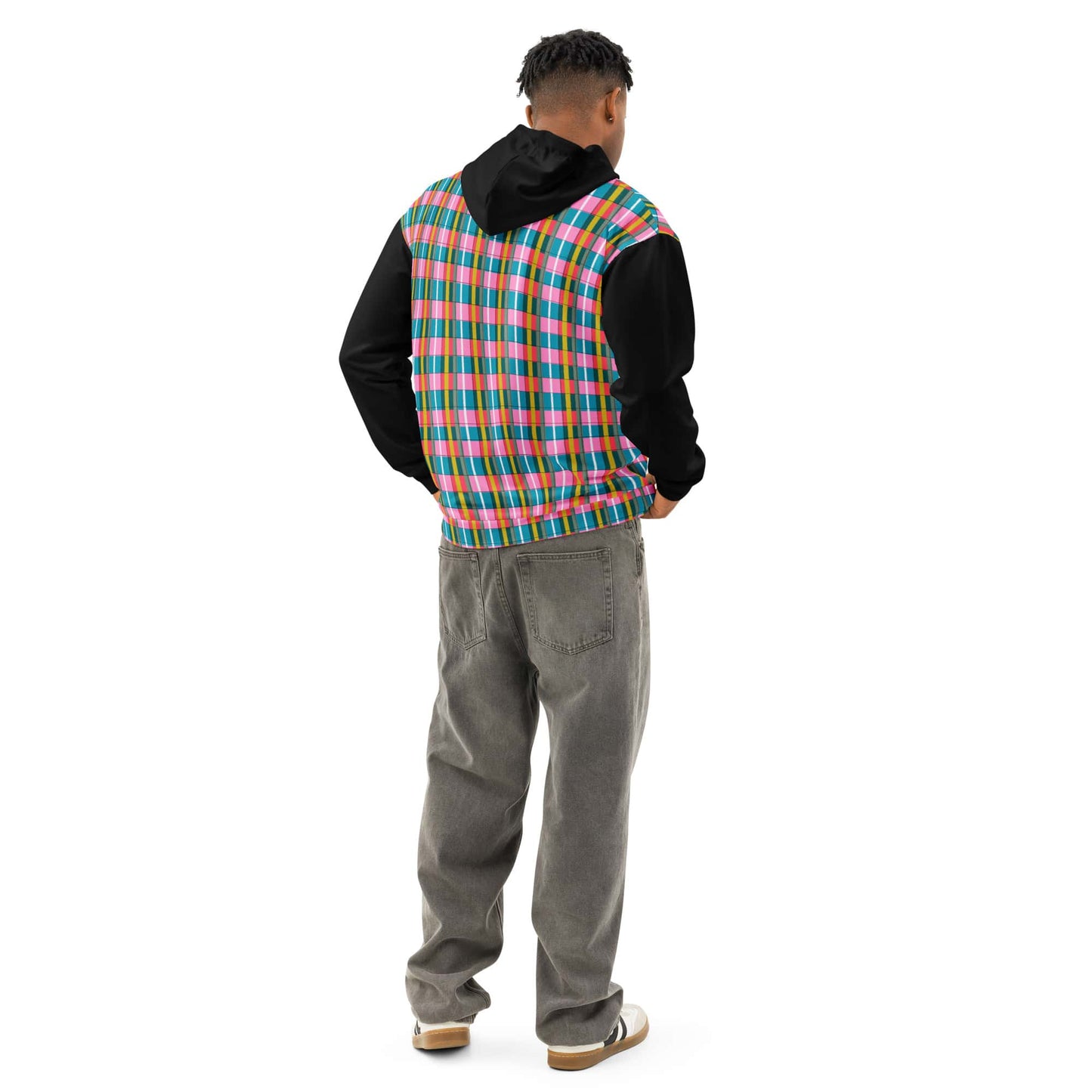 cotton plaid hoodie for men