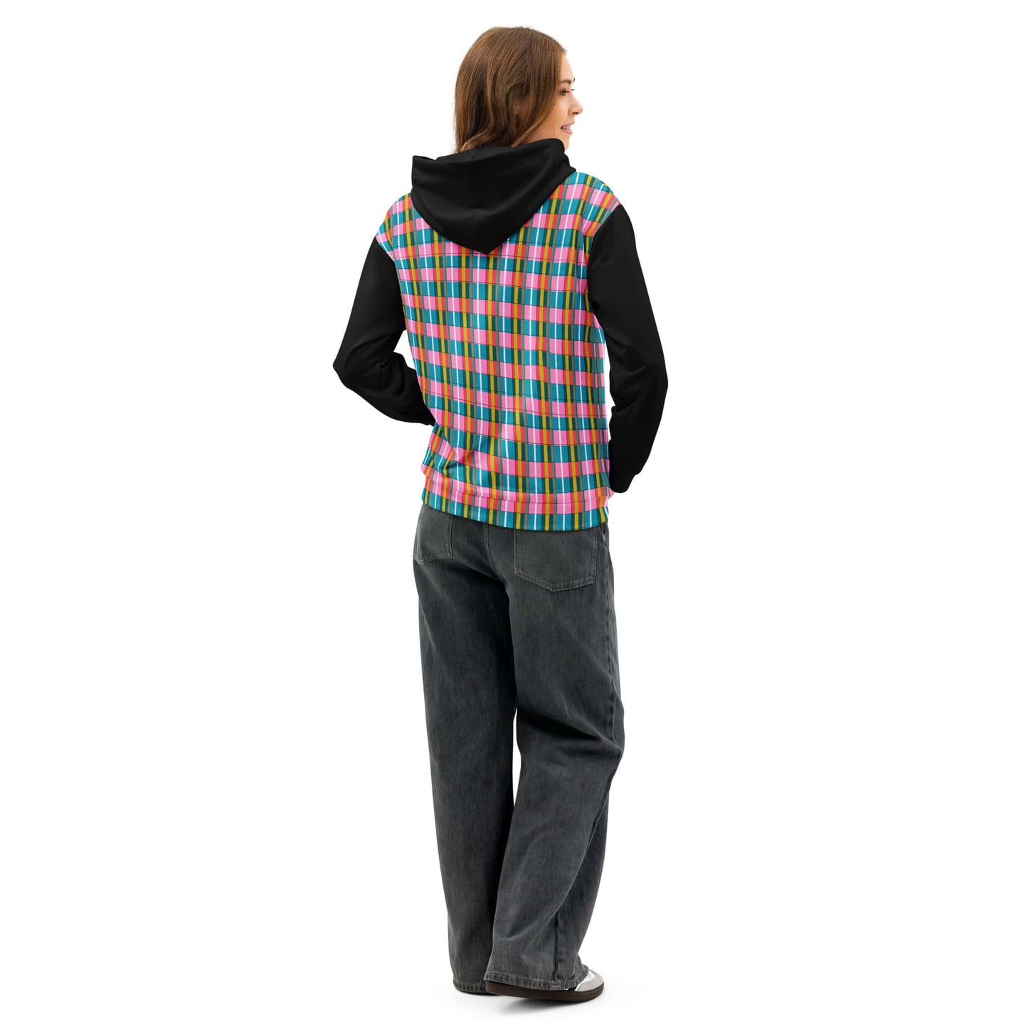 one owl artist cotton plaid hoodie