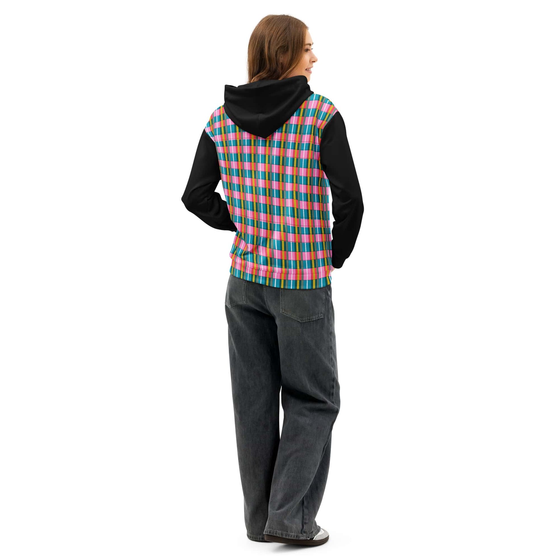 one owl artist cotton plaid hoodie