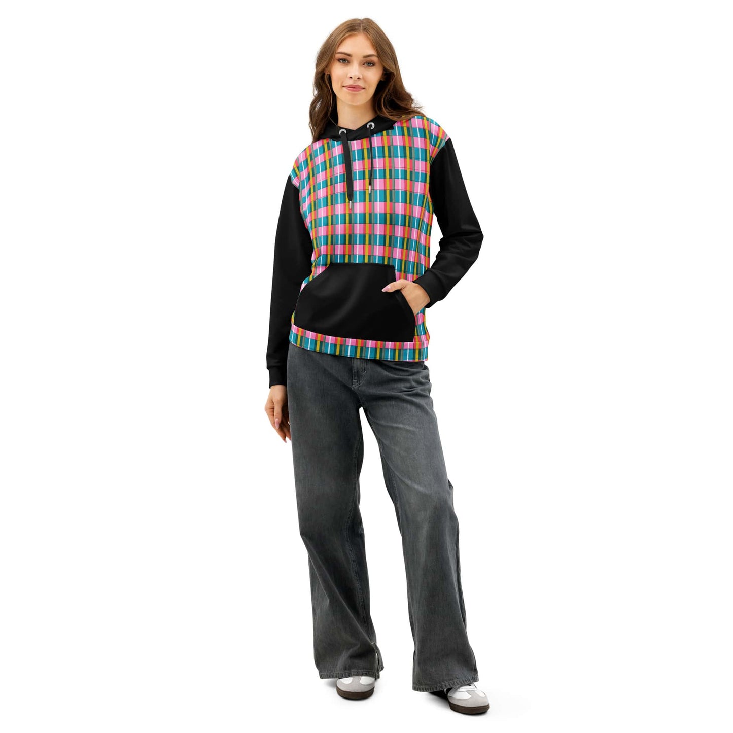 cotton plaid hoodie for women