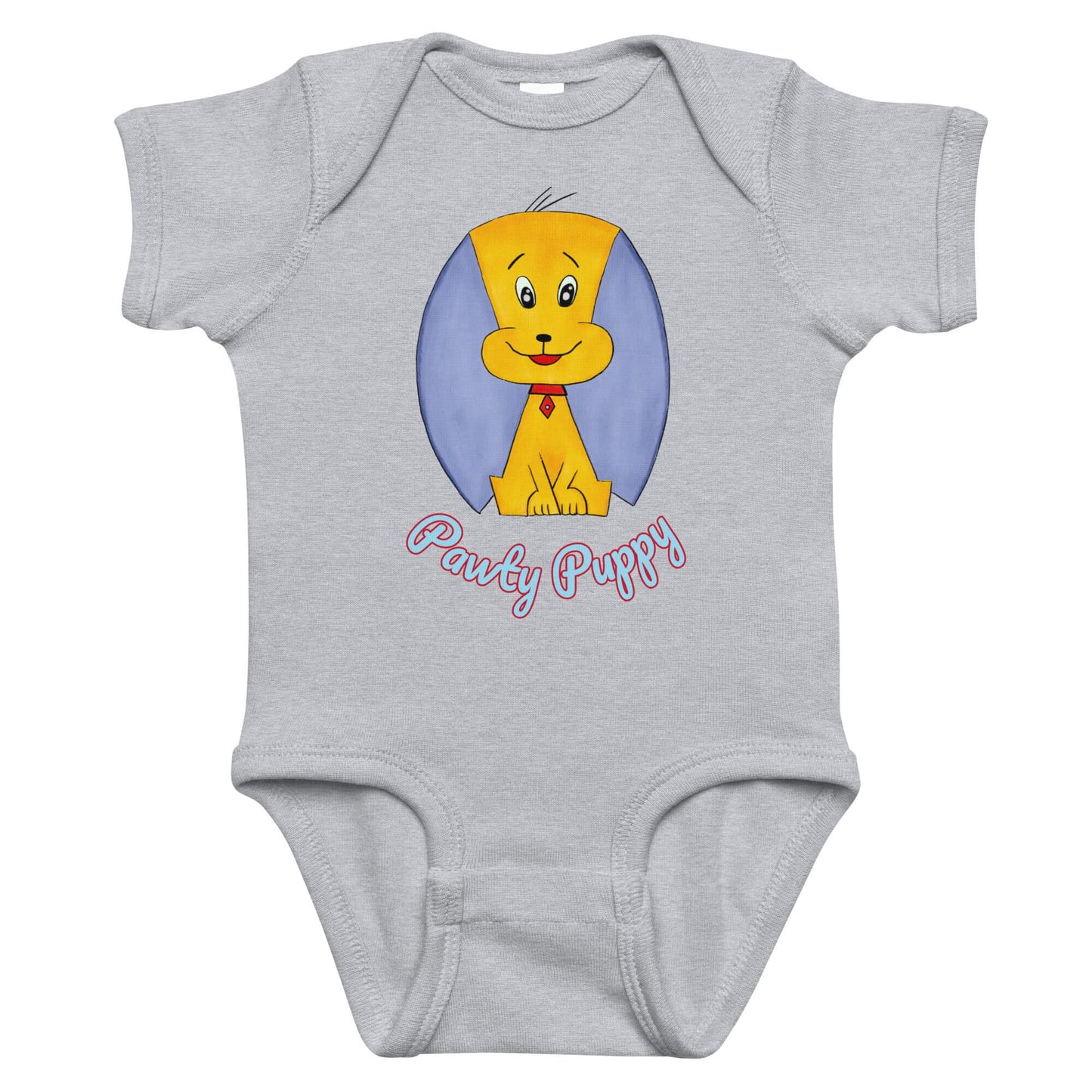 puppy graphic heather gray infant bodysuit