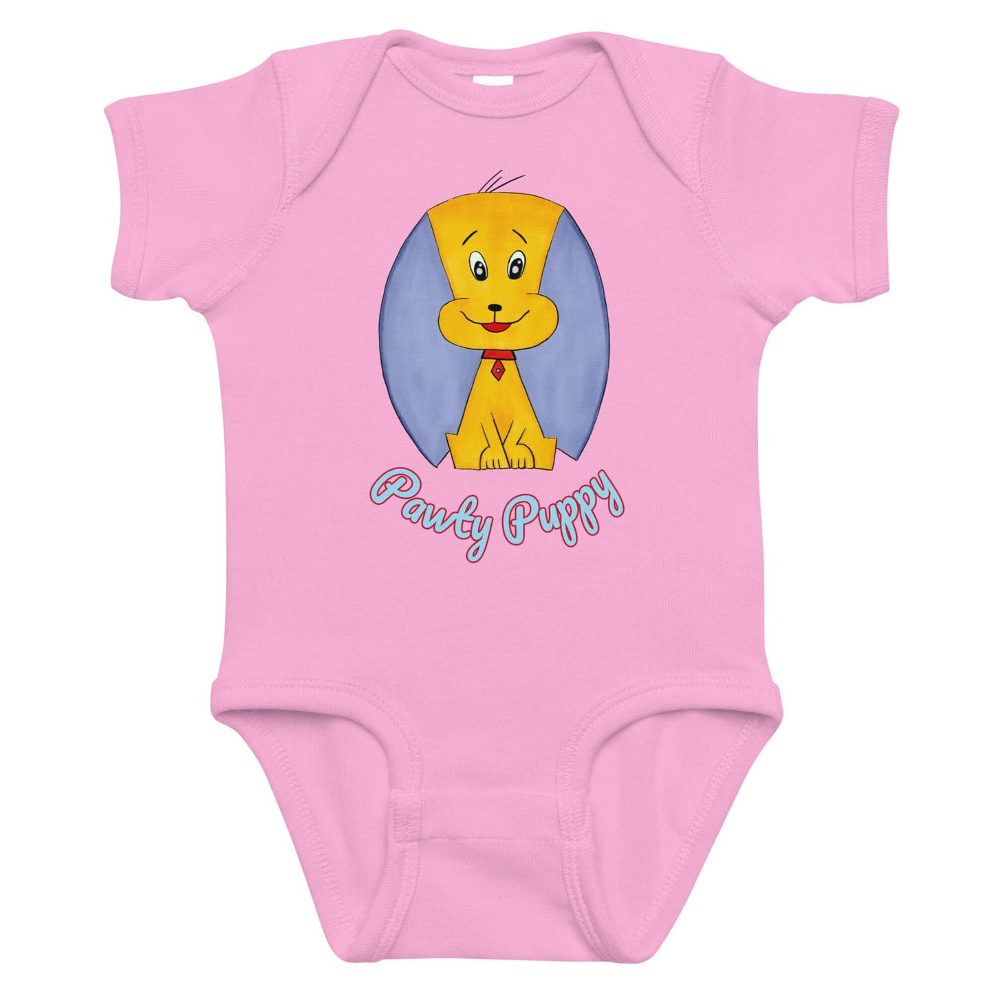 puppy graphic pink baby bodysuit