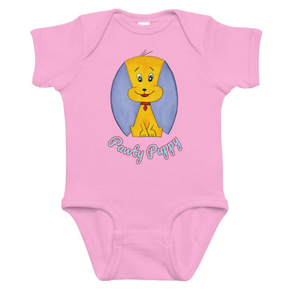 puppy graphic pink baby bodysuit