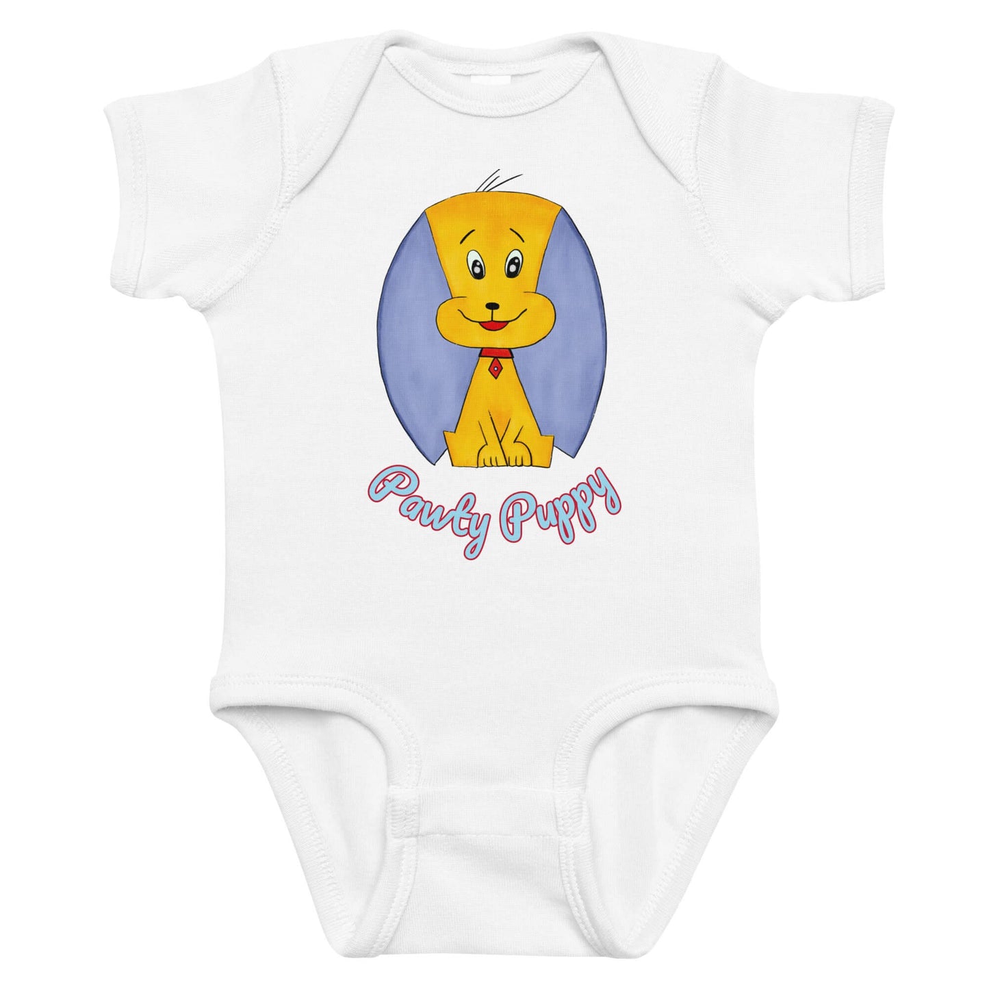 puppy graphic white baby onesie