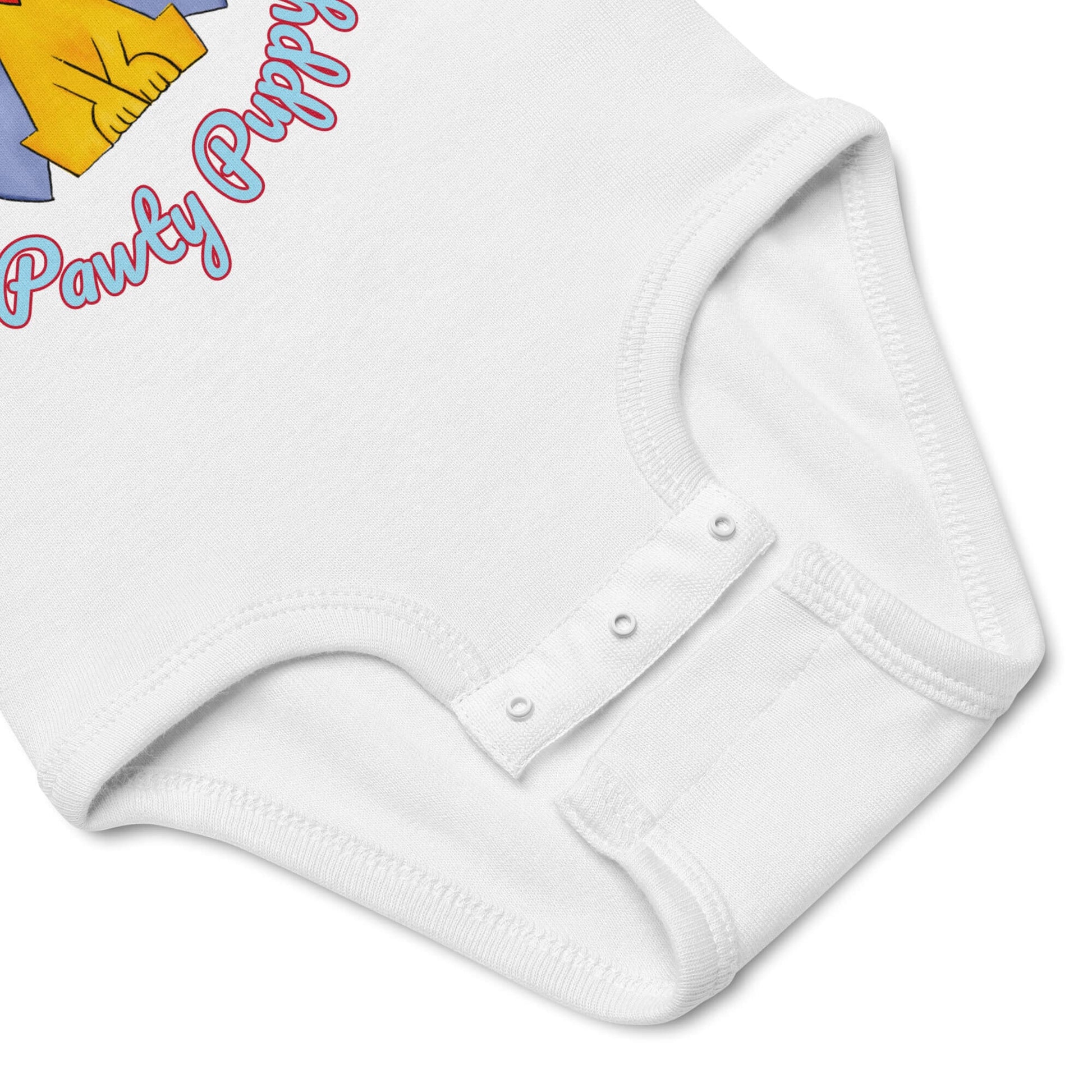 personalized white baby onesie close up