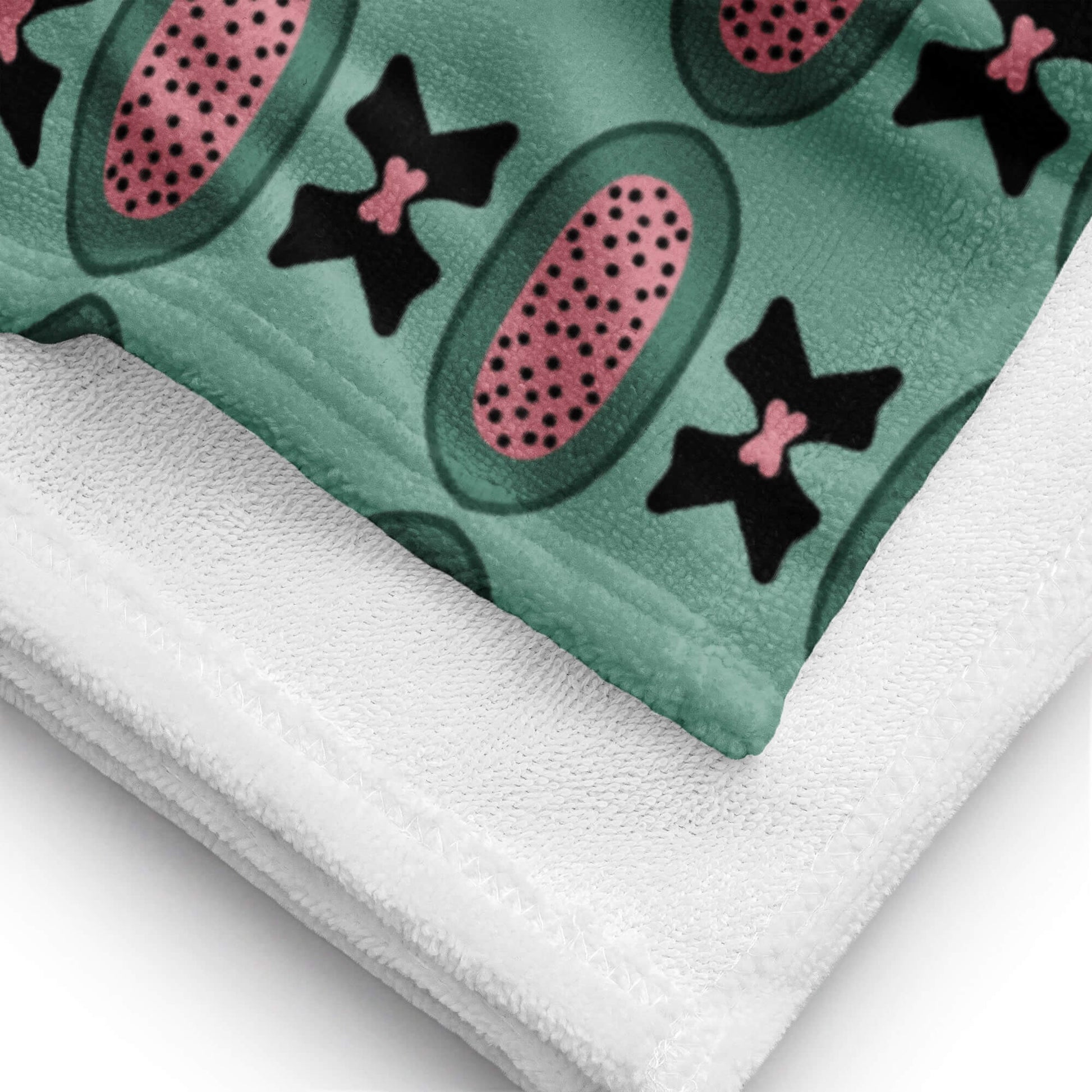 Pistachio green beach towel close up