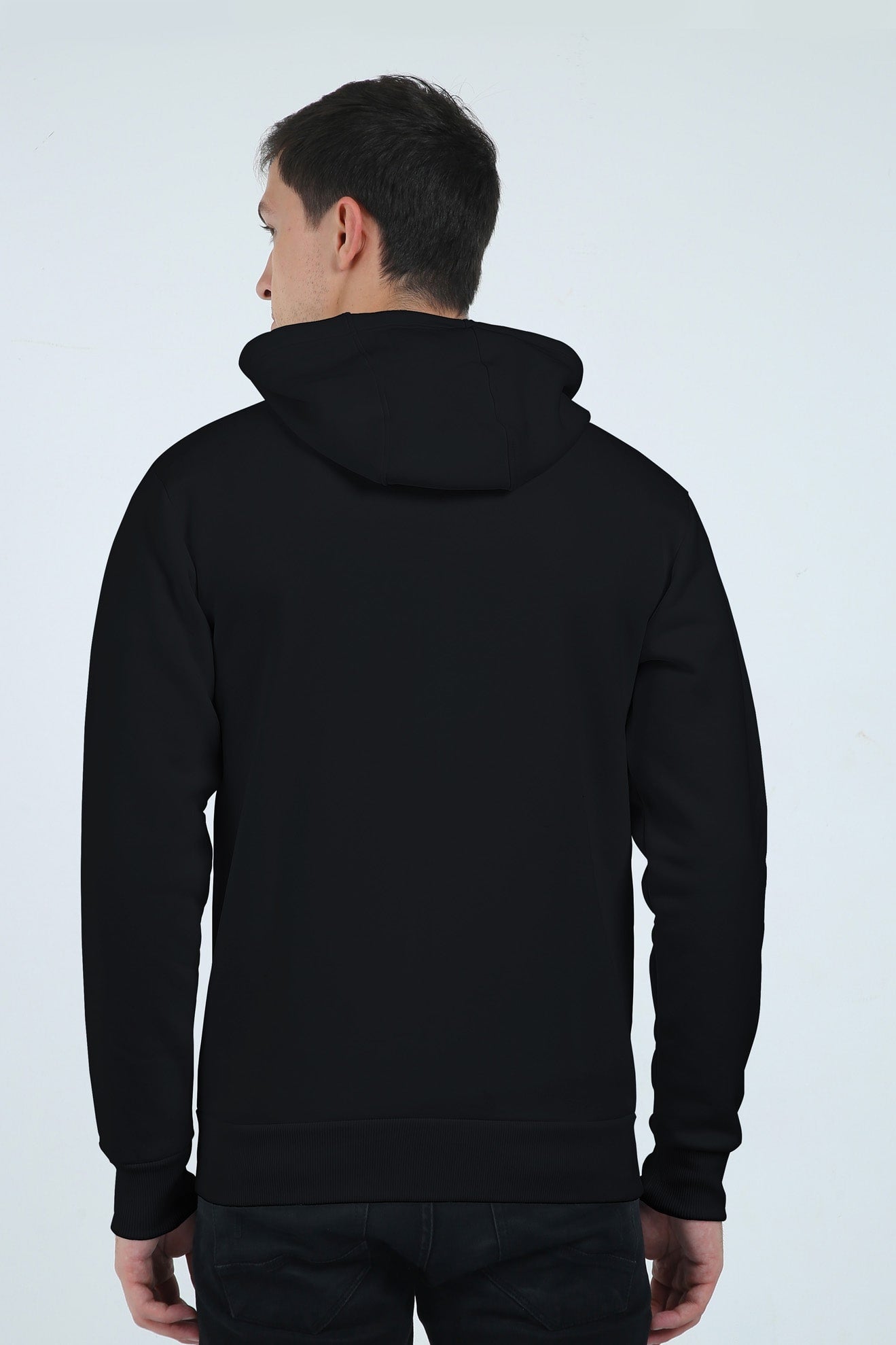 black zip up hoodie back