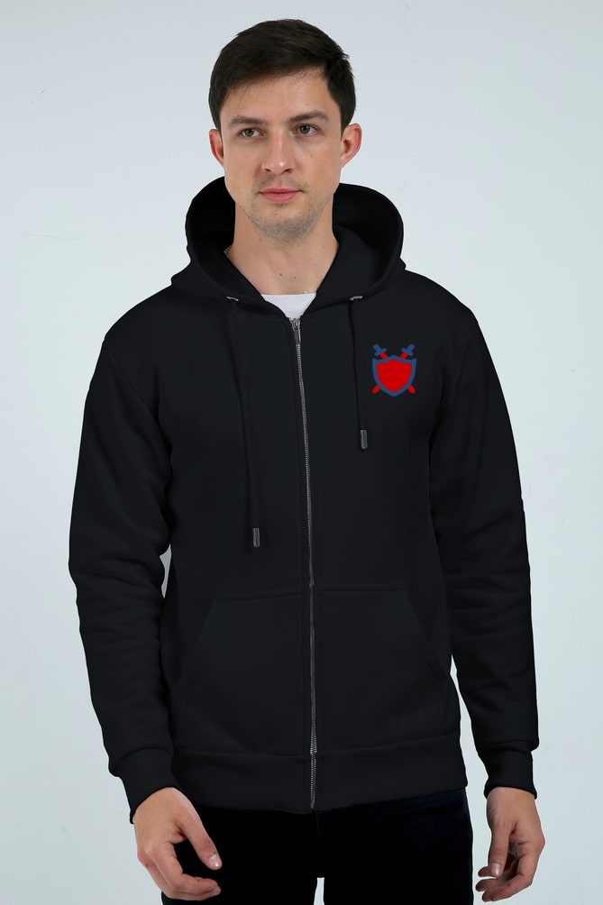 black zip up hoodie