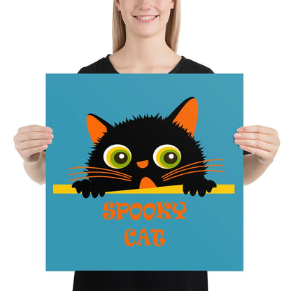 cute spooky cat poster size 18x18