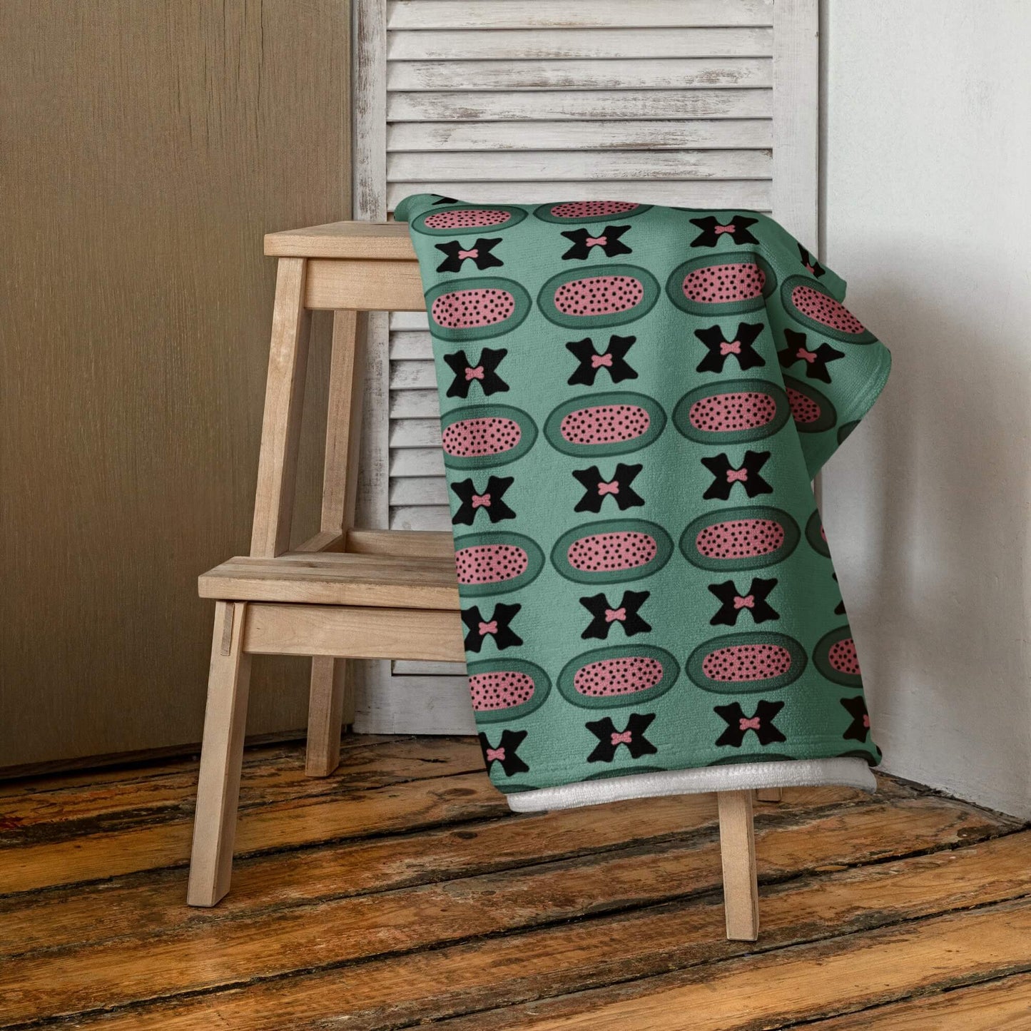 One Owl Artist green beach towel