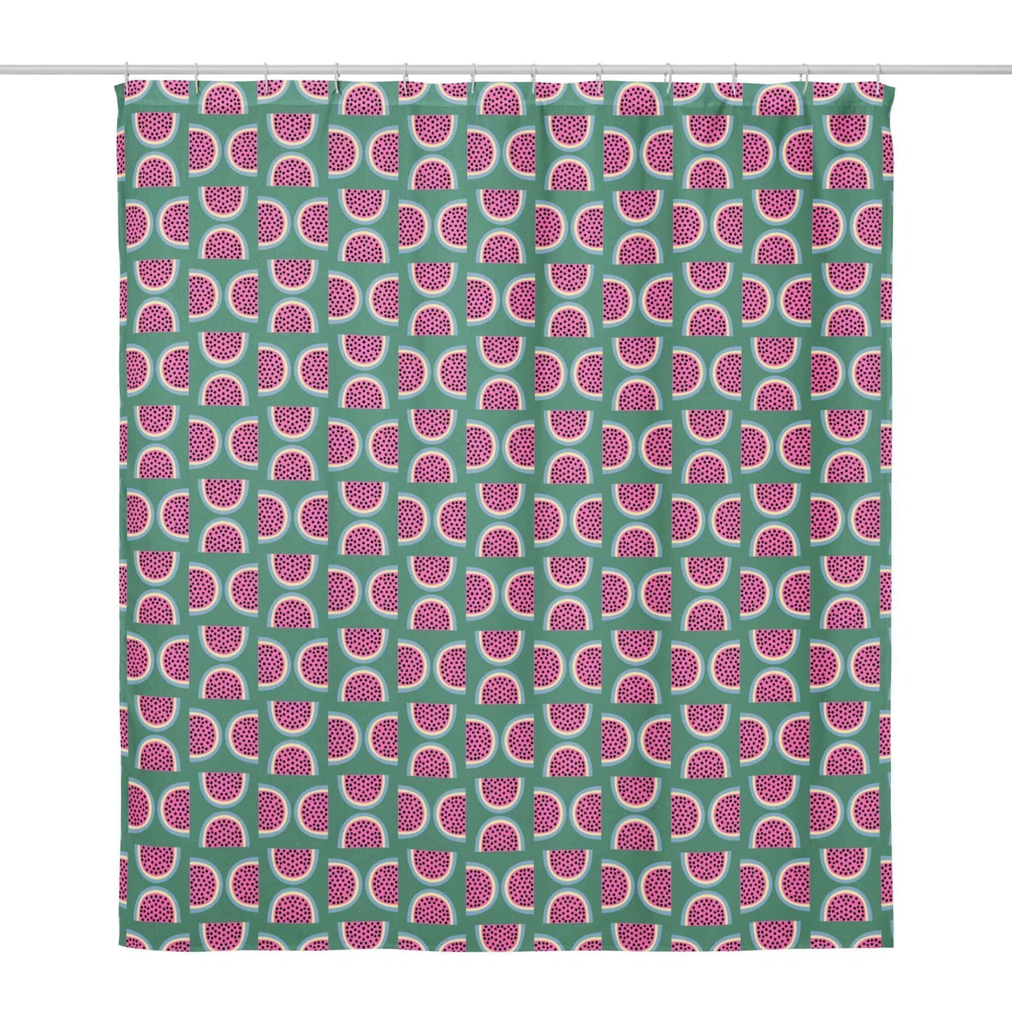 watermelon pine green shower curtain