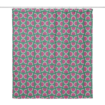 watermelon pine green shower curtain