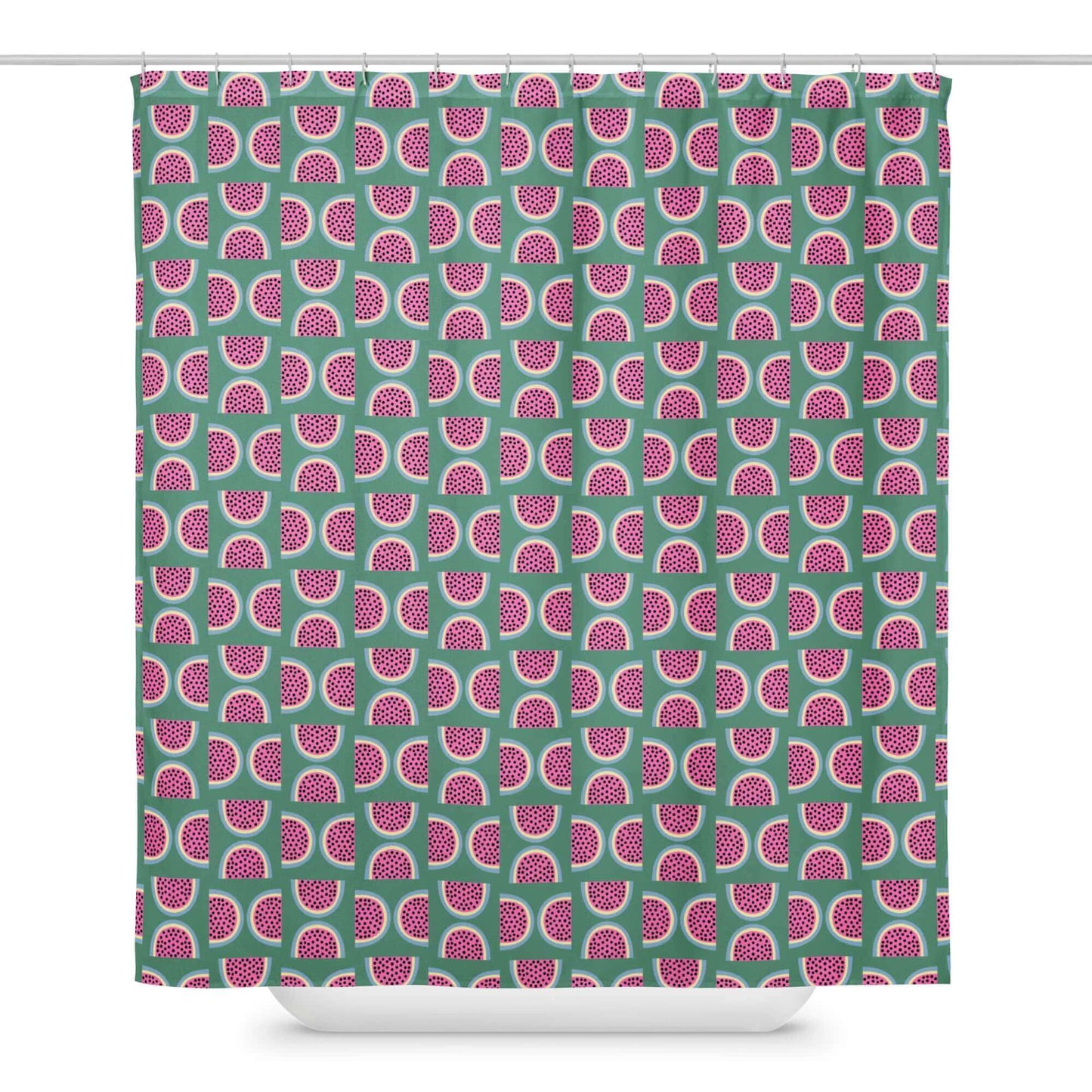 one owl artist watermelon green shower curtain