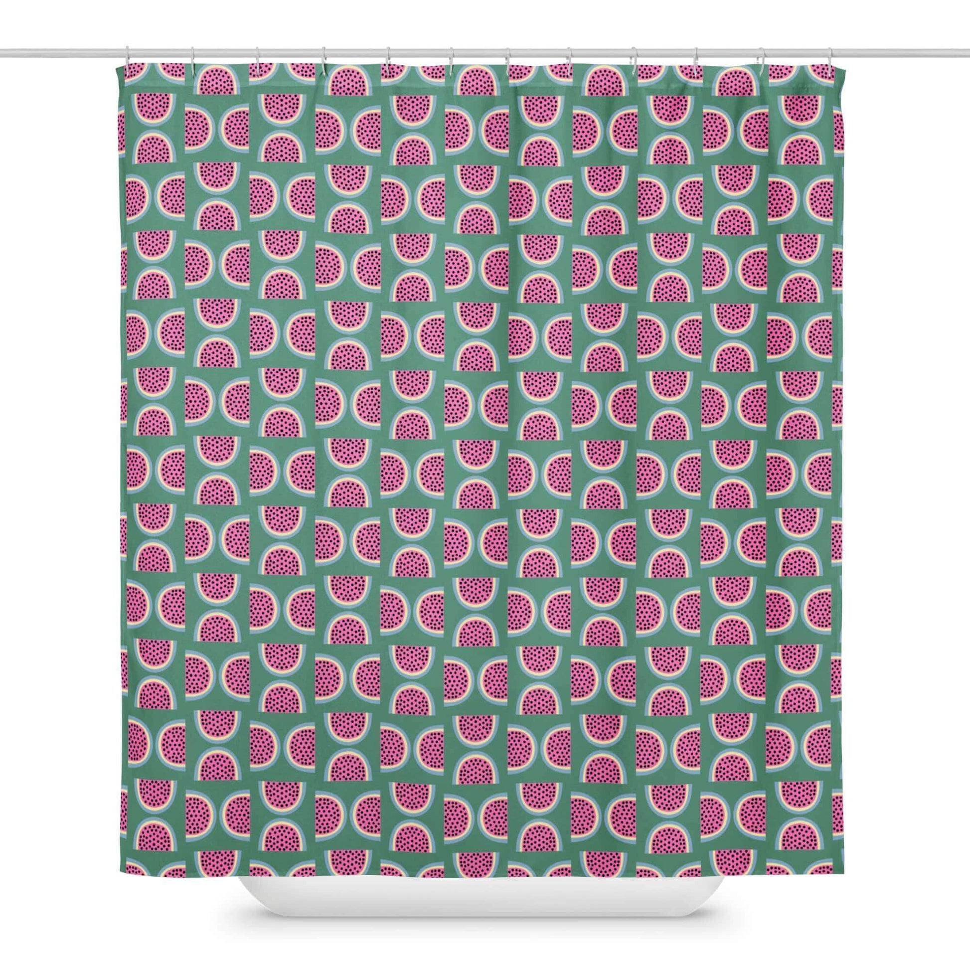 one owl artist watermelon green shower curtain