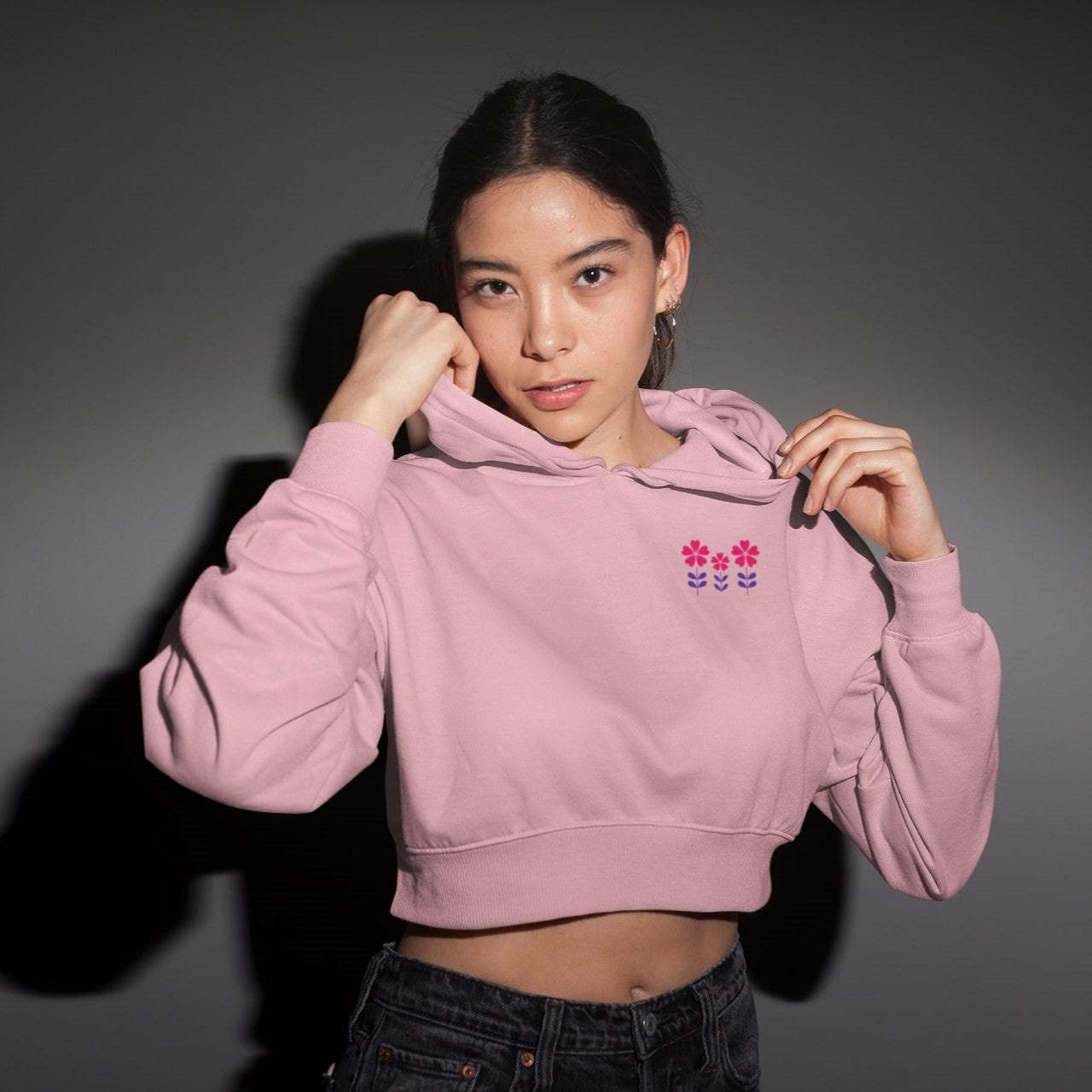 cropped hoodie light pink