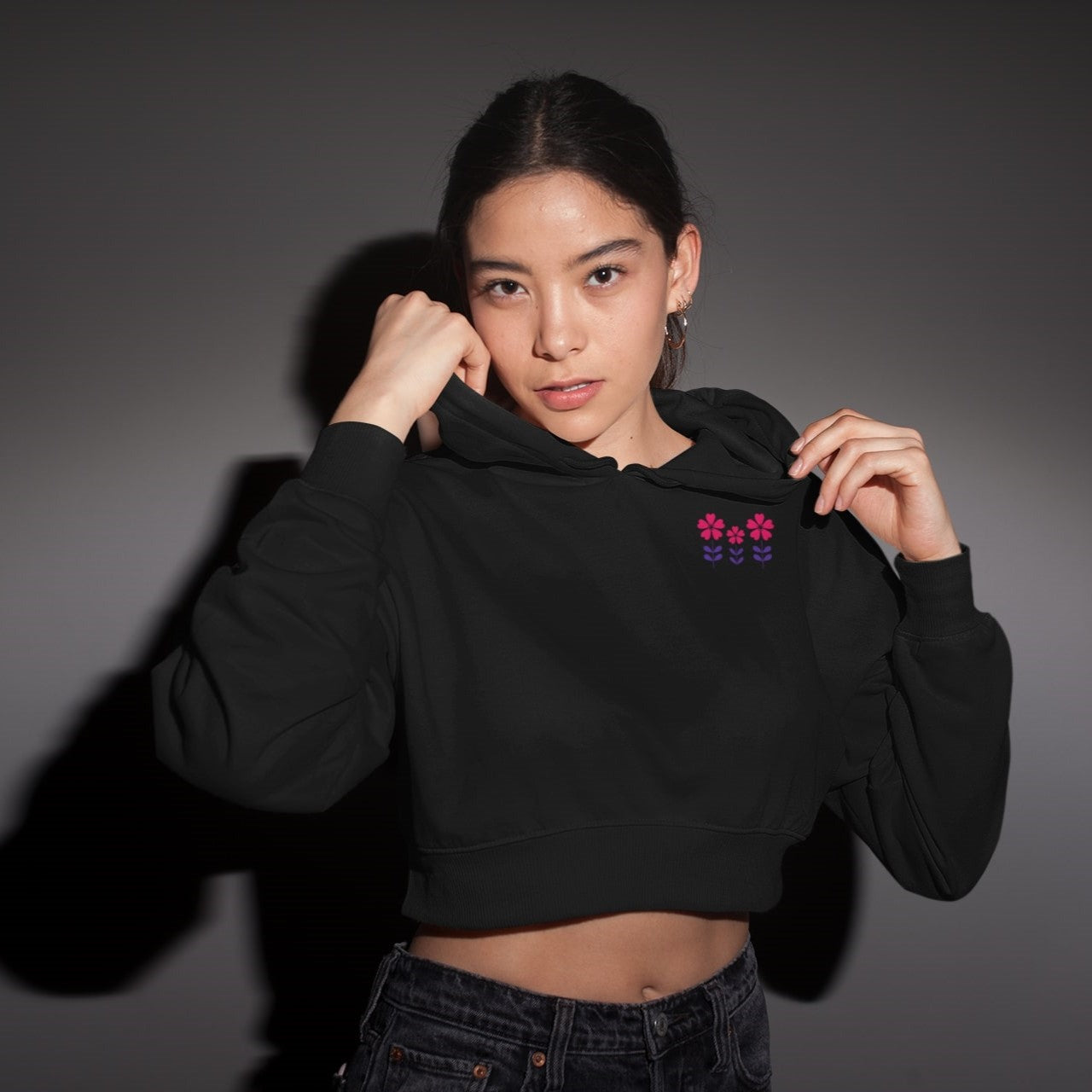 cropped hoodie black