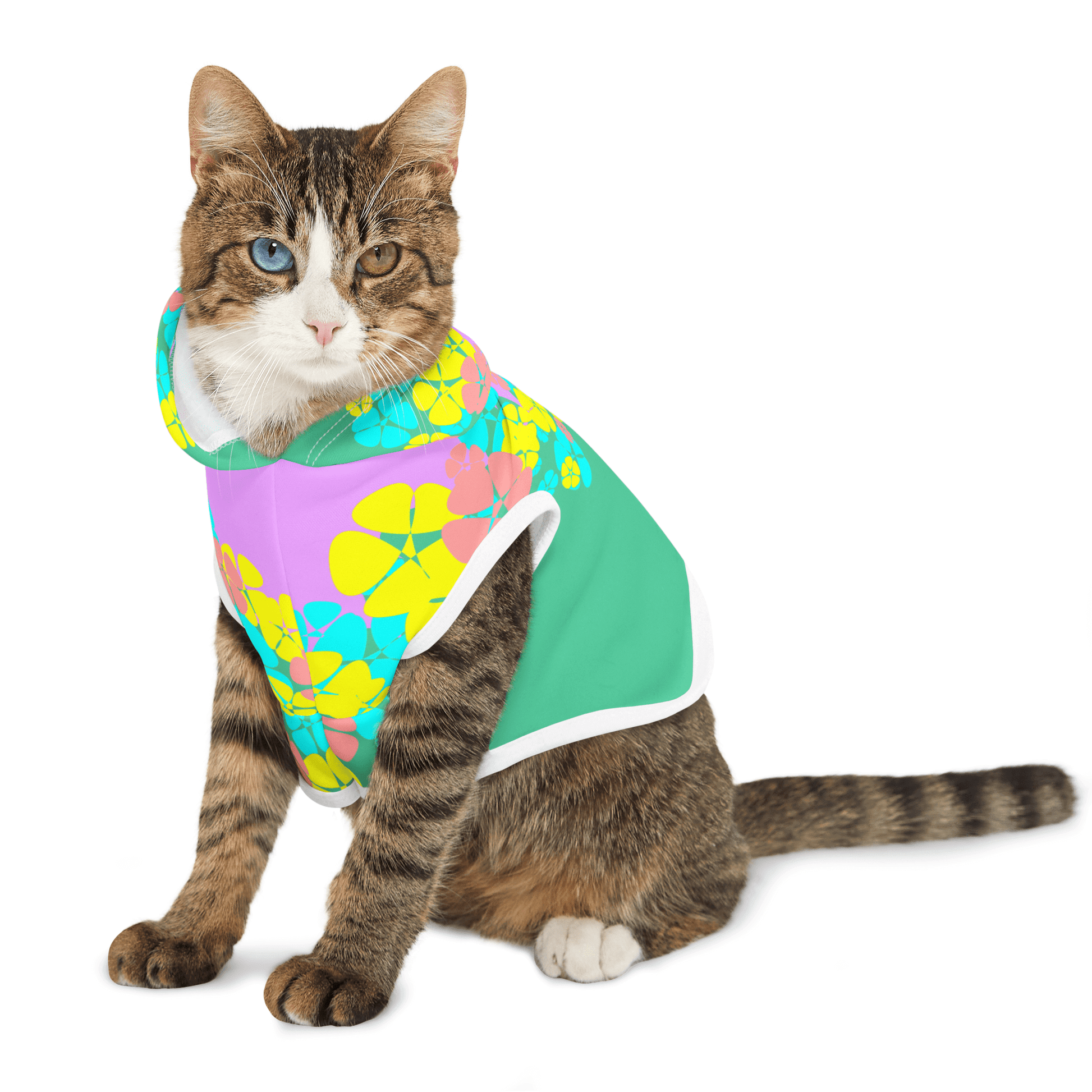 Cat Hoodies with Floral Graphic Art
