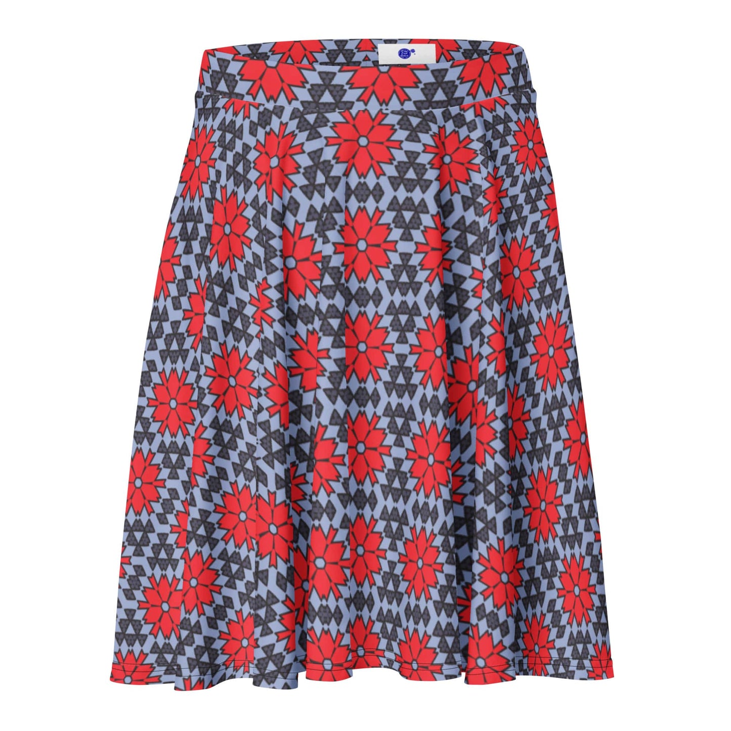 one owl artist red floral skater skirt women