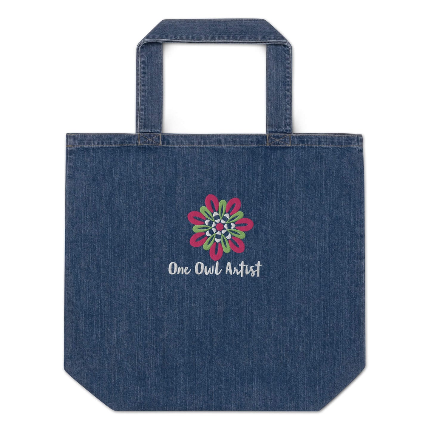 one owl artist denim tote bag